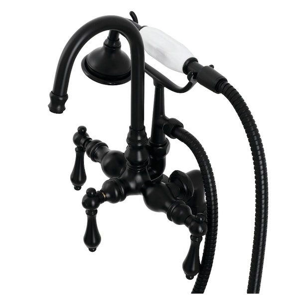 Kingston Brass AE13T0 Clawfoot Tub Faucet with Hand Shower, Matte Black AE13T0 - main